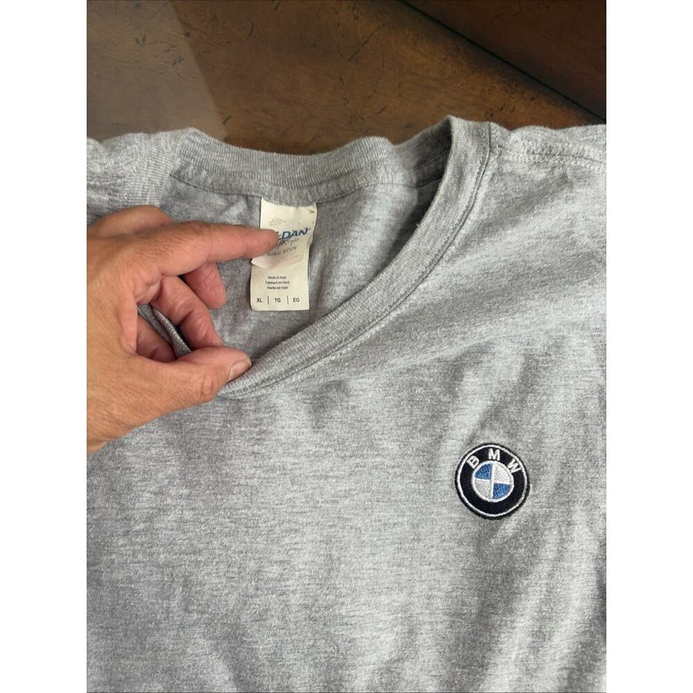 BMW T-Shirts long short - cotton blend gray blue mens XL Large - Picture 2 of 9